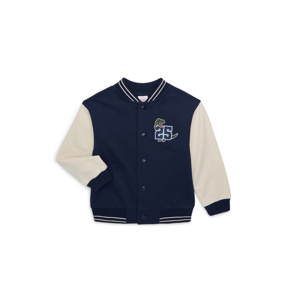 Wonder Nation Blue and Cream Varsity Hoodie With Dinosaur Patch Toddler - Picture 1 of 4